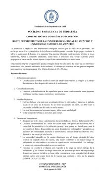 Comunicado del Comité de Infectología