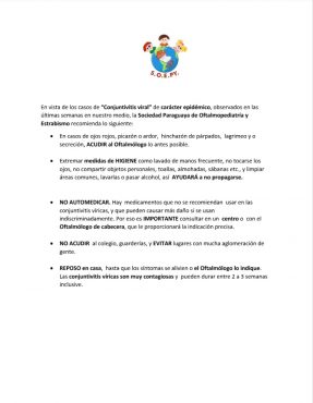 Sociedad Paraguaya de Oftalmología informa: