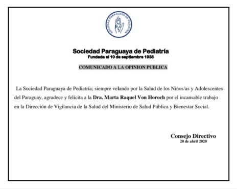 Comunicado a la opinión pública.