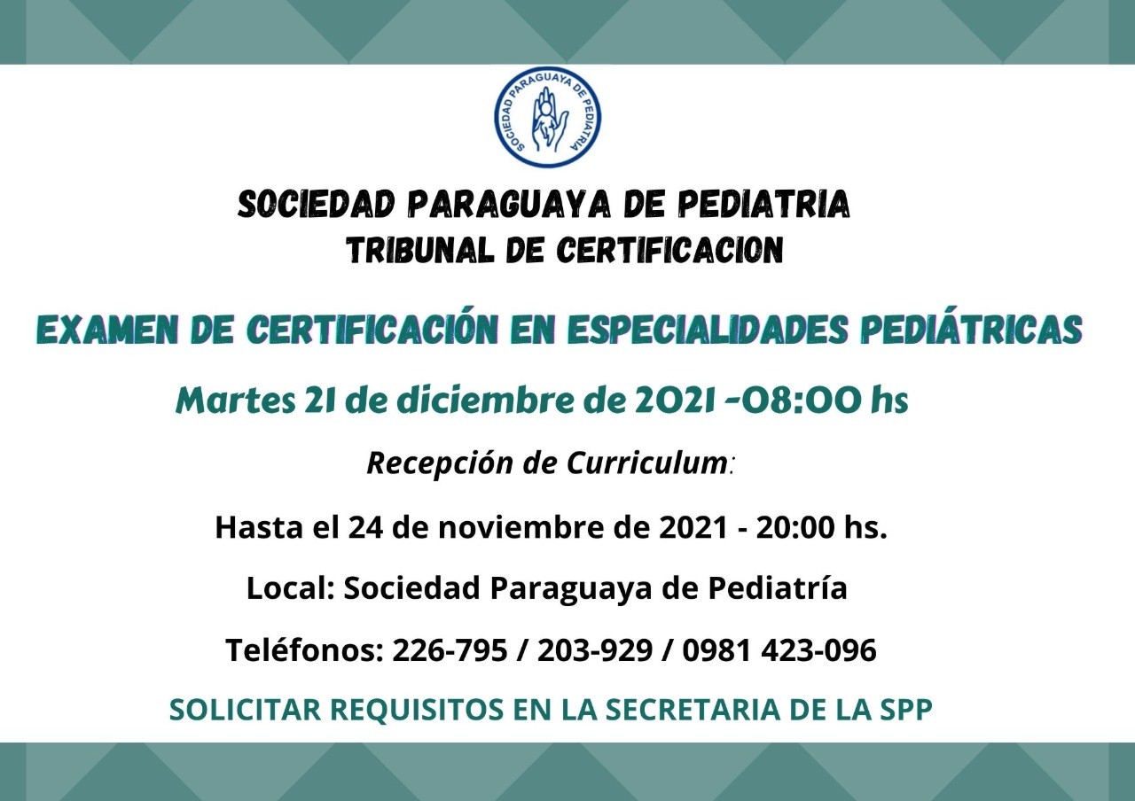 Examen de Certificación en Especialidades Pediátricas