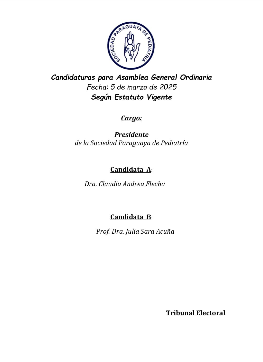 Asamblea Ordinaria – Presidente