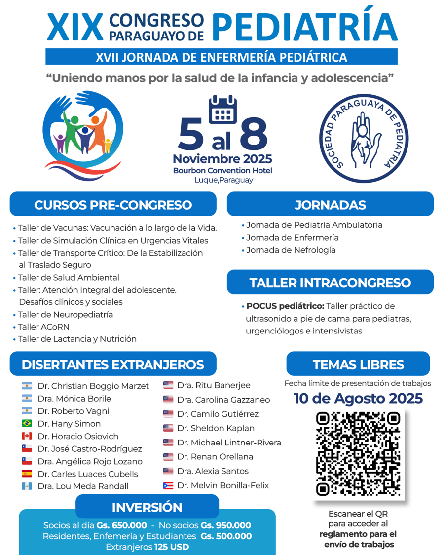 XIX Congreso Paraguayo de Pediatría – Cursos Pre-Congreso, Jornadas