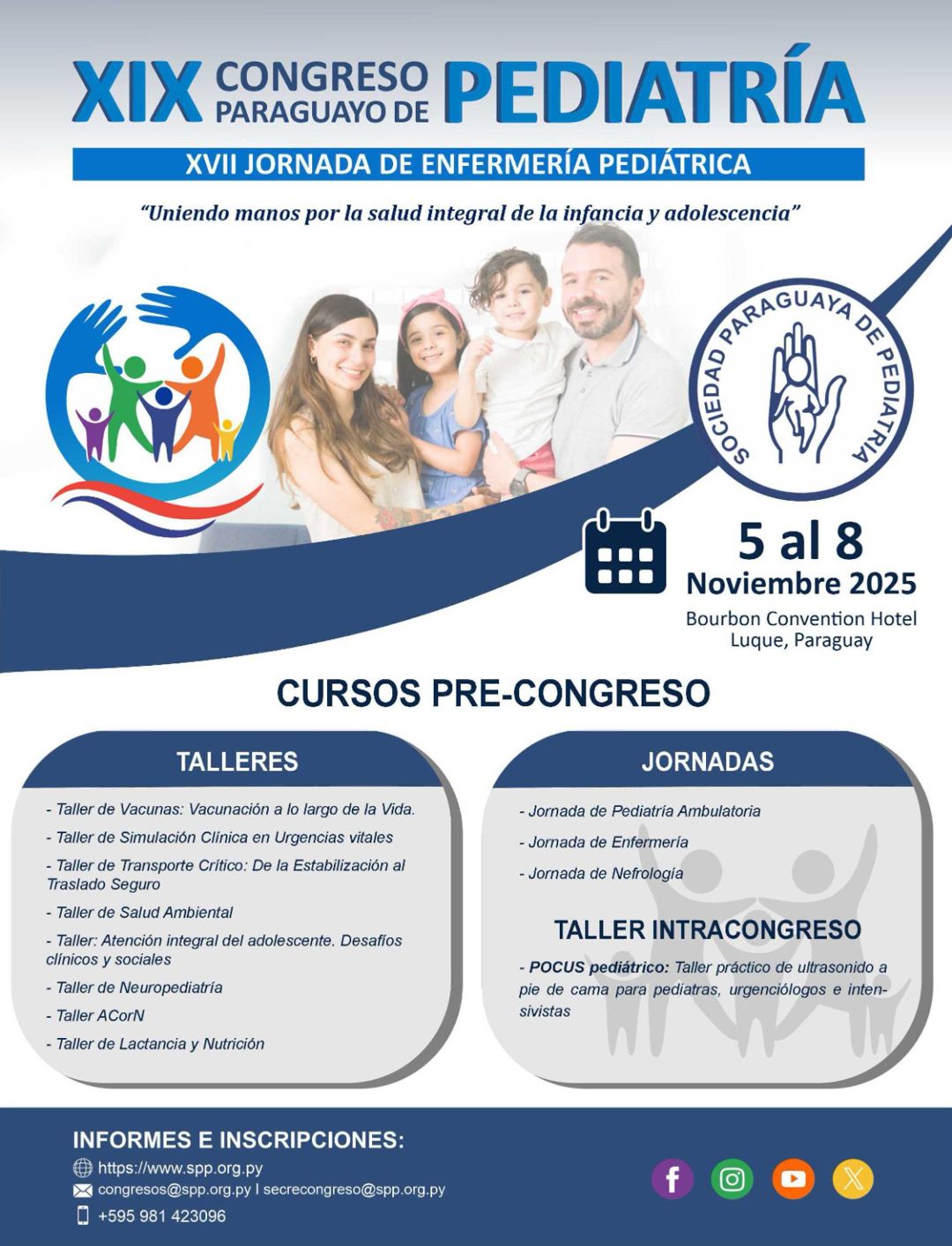 XIX Congreso Paraguayo de Pediatría: Cursos Pre-congreso – Ejes Temáticos – Inversión