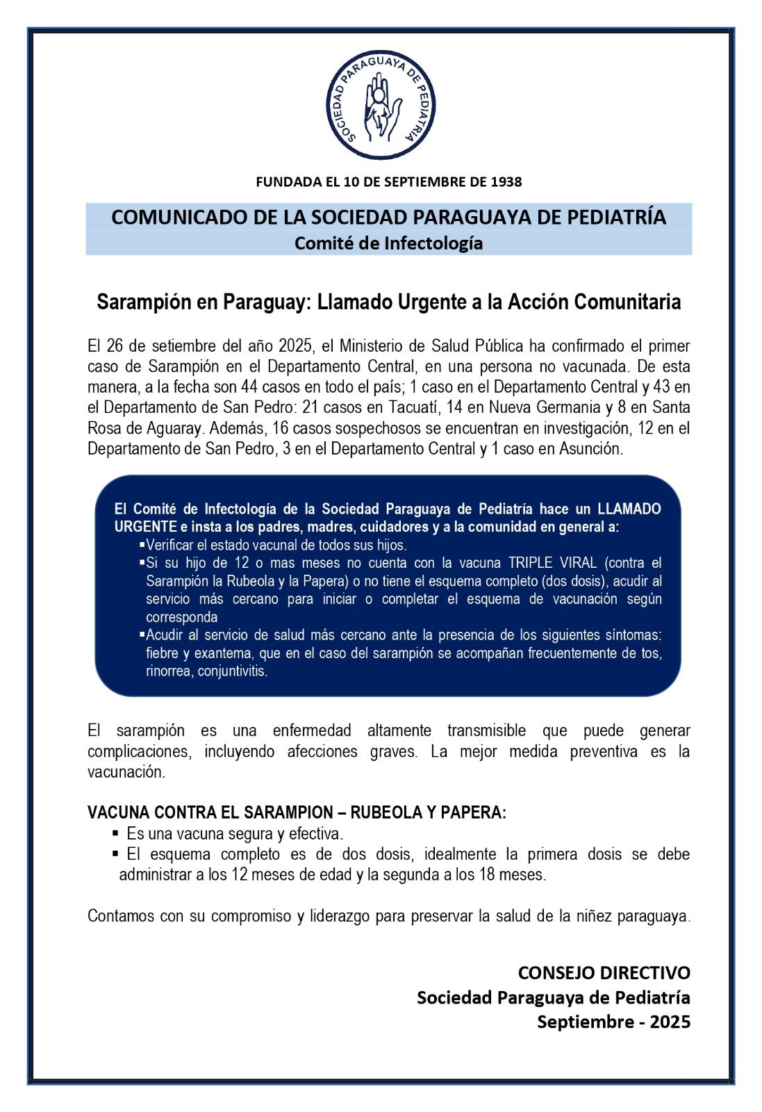 Comunicado para la Comunidad